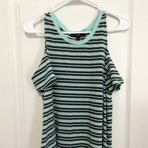 Cold shoulder striped top